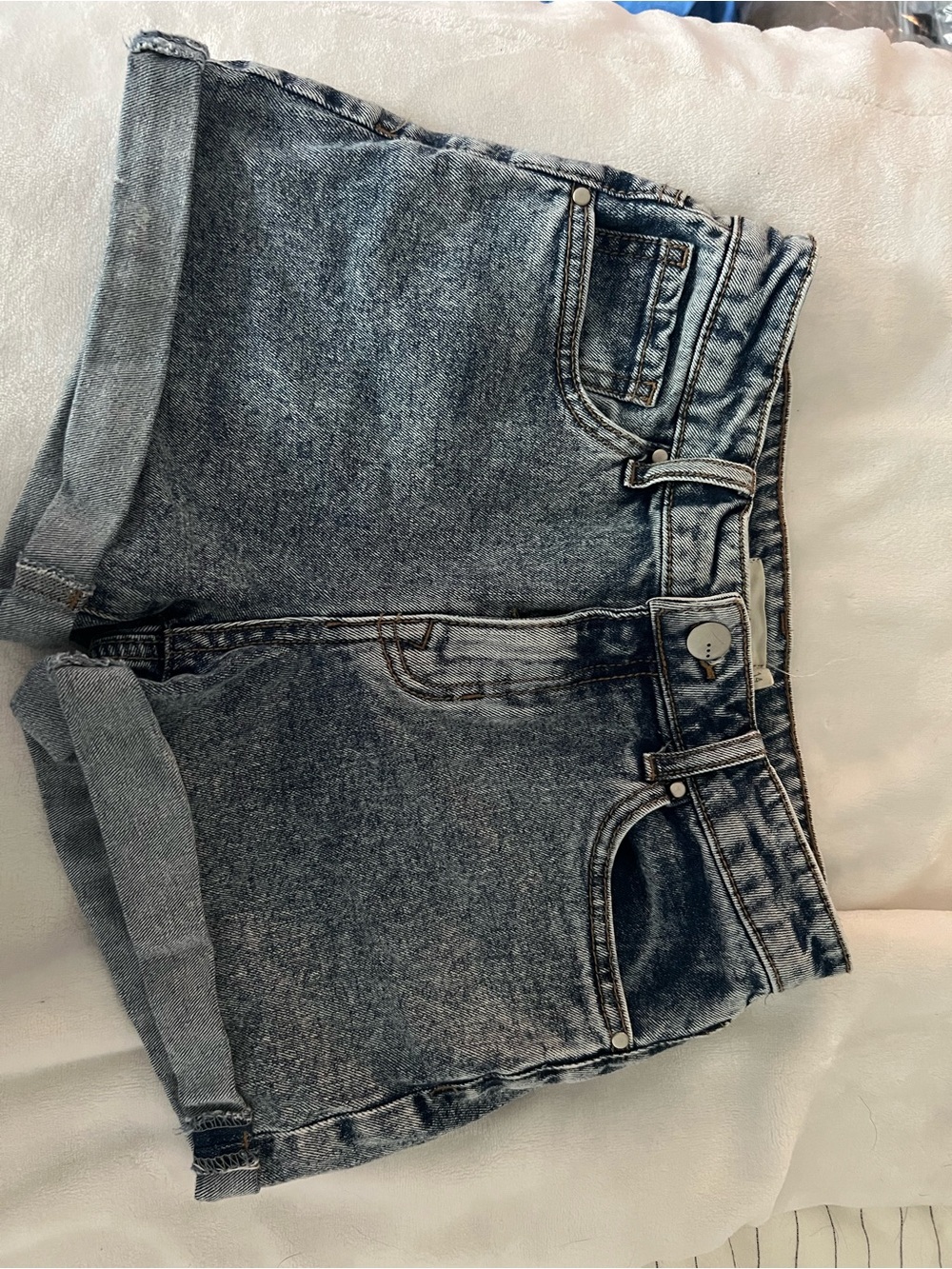 Francesca's Collections Acid Wash Blue Denim Jean Shorts